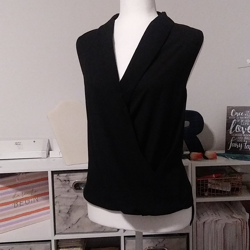 TOP SHOP black V-Neck wrap